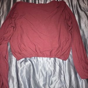 Crop top long sleeve low cut v neck